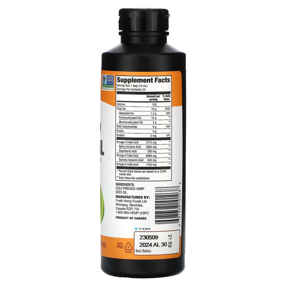 Manitoba Harvest, конопляное масло холодного отжима, 355 мл (12 жидк. унций)