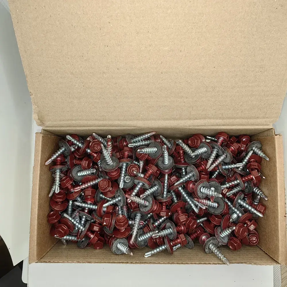 Саморезы кровельные по дереву 4.8х29 RAL 3005 (Винно-красный) 1кг
