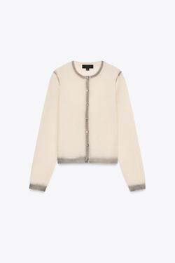 ZARA КАРДИГАН С ПРИНТОМ ОМБРЕ, ЭКРЮ