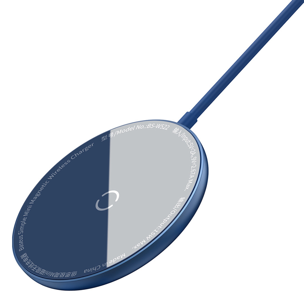 Беспроводная зарядка Baseus Simple Mini Magnetic Wireless Charger - Blue
