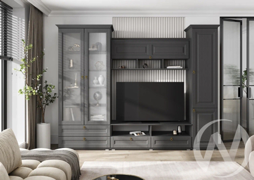 Гостиная Престиж 1 (графит/графит структурный) Вариант №1