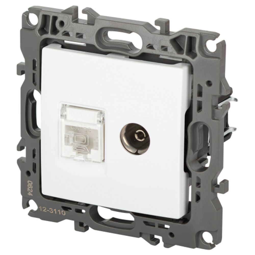 Розетка ЭРА Серия 12 12-3110-01М комбинированная RJ45+TV, белый матовый