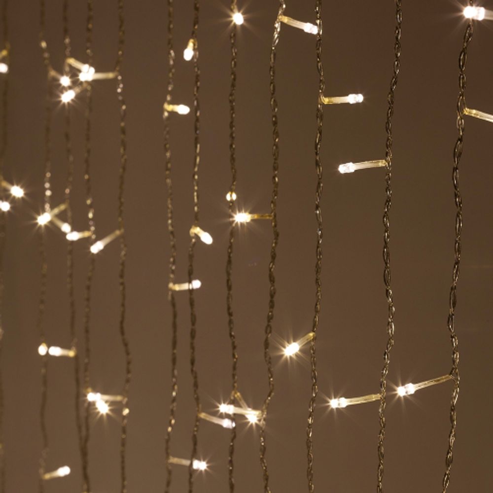 Светодиодная новогодняя гирлянда ЭРА ЕNIG - 400W Занавес 8 режимов 3*3 м теплый белый 400 LED IP20