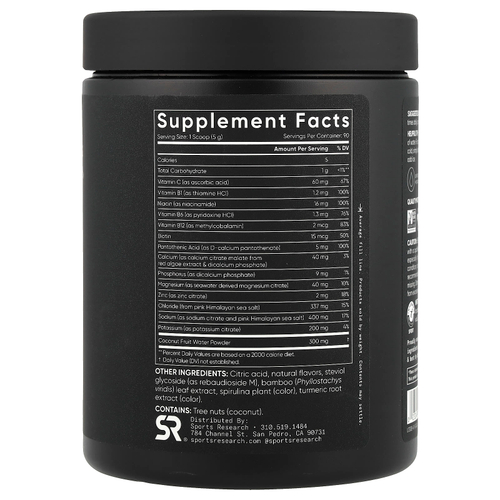 Sports Research, Hydrate, электролиты, лимон и лайм, 450 г (15,87 унции)