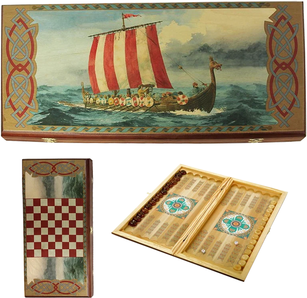 Нарды "Викинги" в дер. коробе средние SA-VI-M