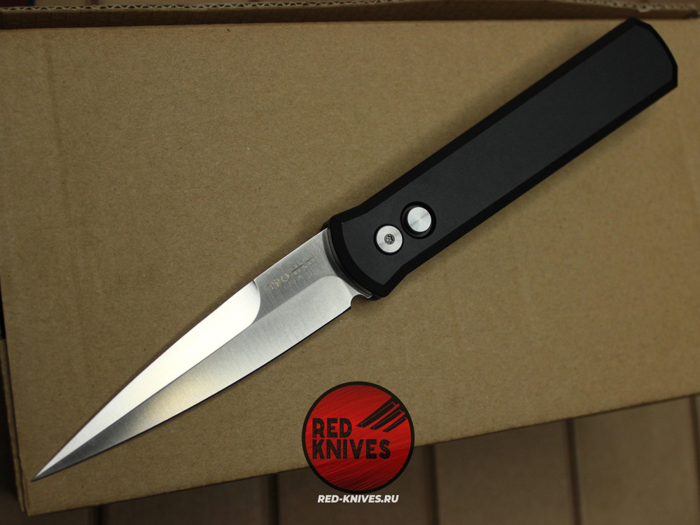 Нож Pro-Tech Godfather - черная рукоять, клинок саттин RK/504