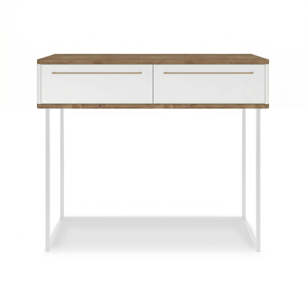 Туалетный столик консоль ROYAL 5211 эко (Дуб Веллингтон-Белый-р.золото)