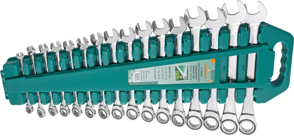 W45516S Набор ключей гаечных комбинированных трещоточных на держателе, 8-24 мм, 16 предметов