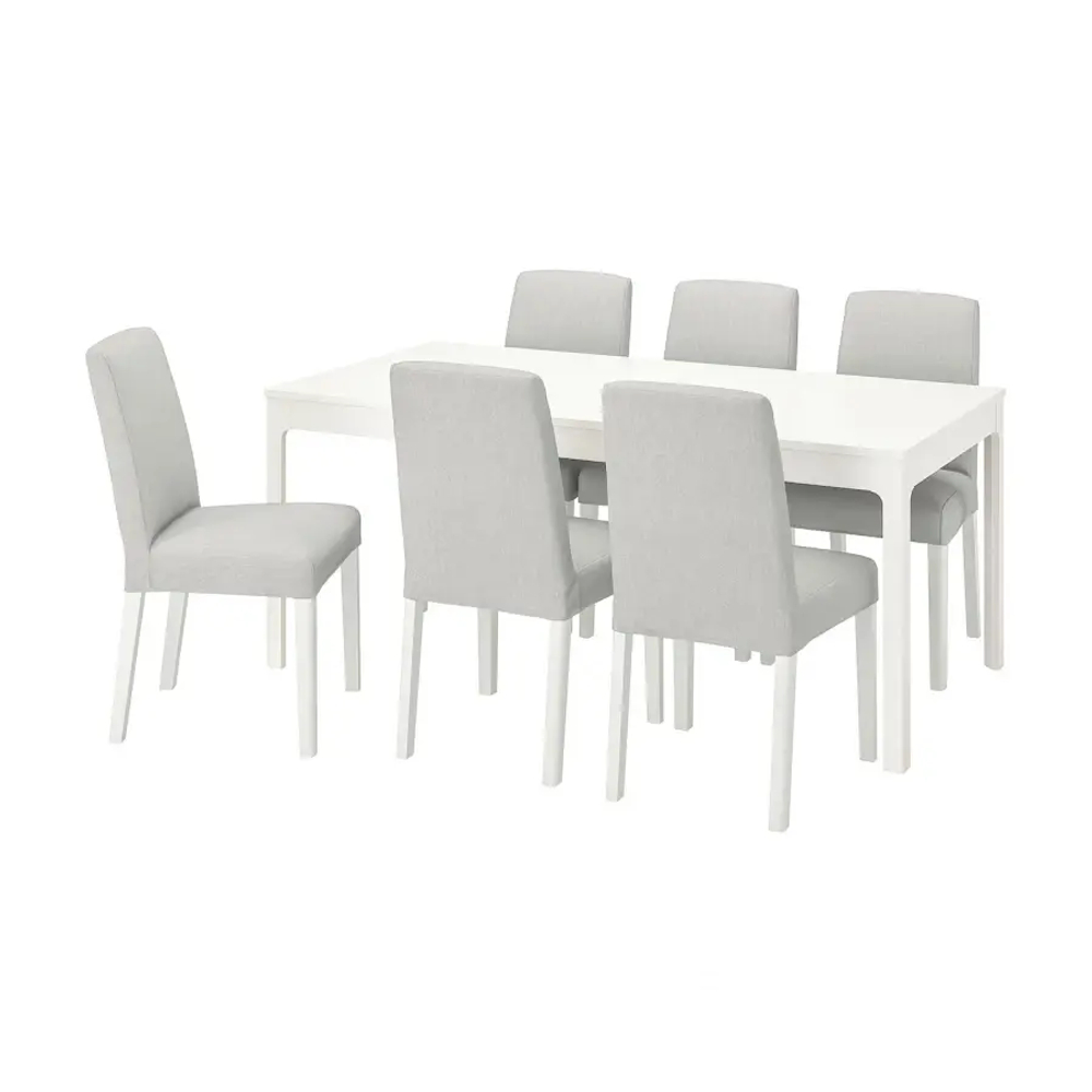 Стол и 6 стульев - EKEDALEN / BERGMUND IKEA/ ЭКАДАЛЕН /БЕРГМУНД ИКЕА, 240/180 см, белый/серый/белый