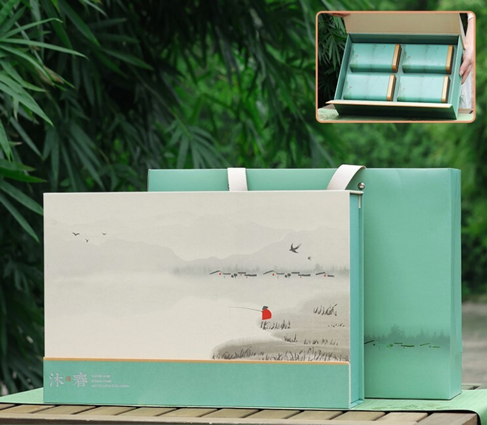 269130 Набор подарочный "Рыбак" 4 банки, размер 14*9*6см, коробка, сумка, карт/бумага/ жесть