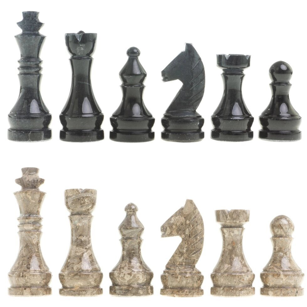 Шахматы "Дебют" мрамор, ракушечник доска 38х38 см