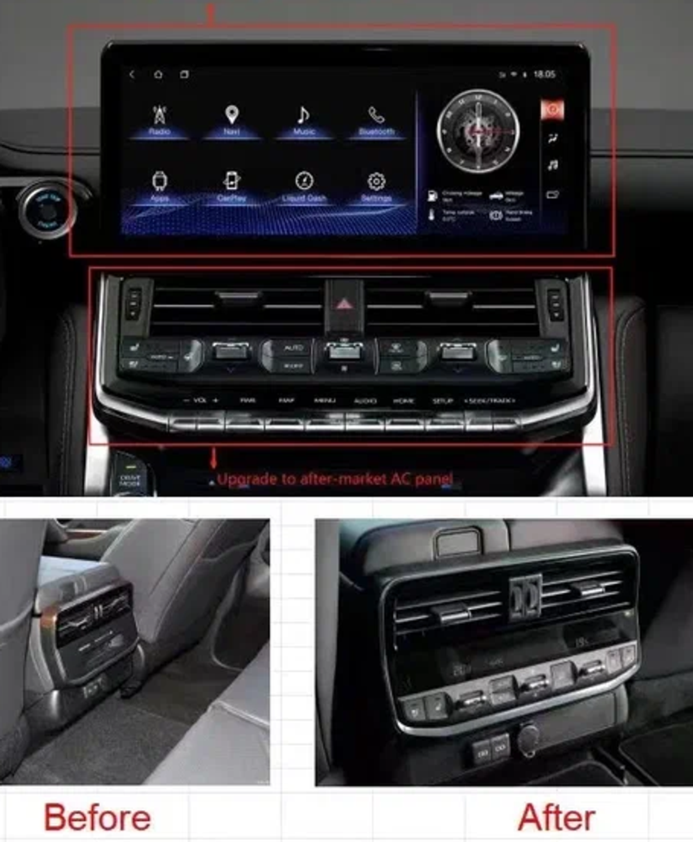 Магнитола + климат (перед + зад) для Toyota Land Cruiser 300 - Radiola RDL-LC300-AC монитор 12.3" на Android 12, CarPlay, 4G SIM-слот, 6Гб+128Гб