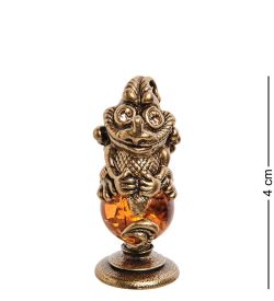 Народные промыслы AM-2790 Фигурка «Дракон на подставке» (латунь, янтарь)