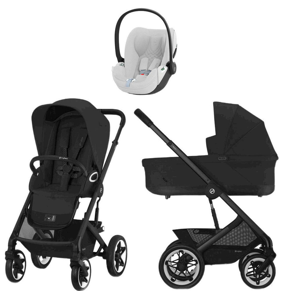 Коляска Cybex Talos S Lux BLK complete Cloud T Platinum White Plus 3 в 1 Moon Black с дождевиками