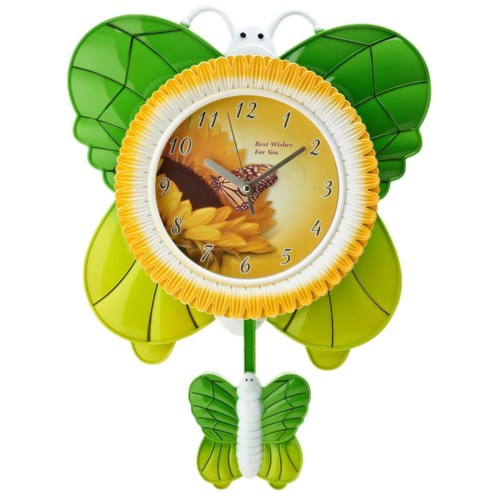Часы настенные (с маятником) "Бабочка" 30*7*41см. (3вида) (часы-батарейка 1"АА" в комплект не входит
