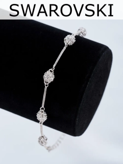 Браслет Серебряные шарики с кристаллами Swarovski