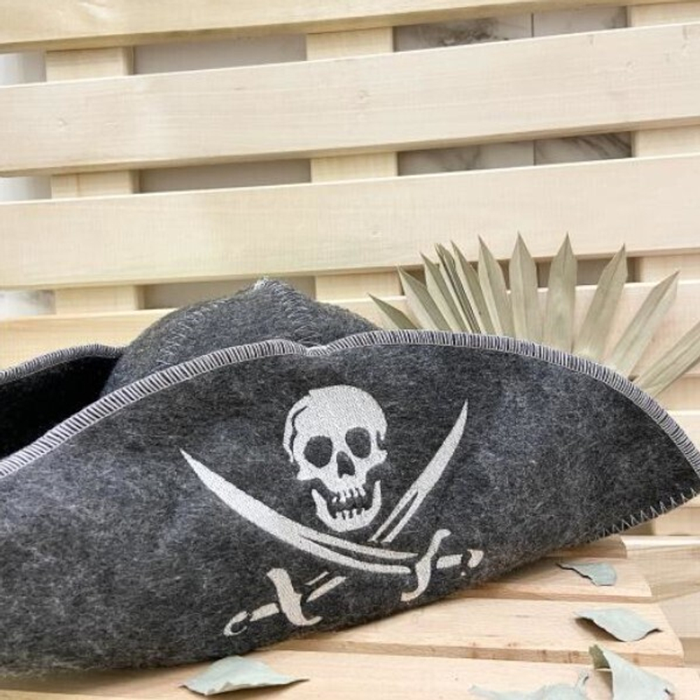 Шапка банная "Пират" серая 30% шерсть/70% полиэфир