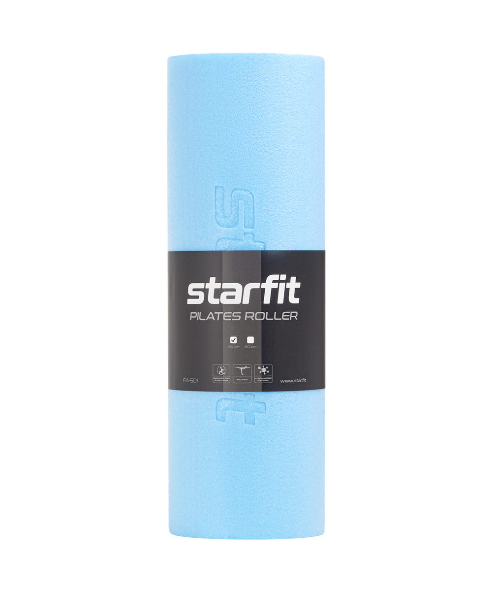 Ролик для йоги и пилатеса FA-501, 15x45 см, синий пастель