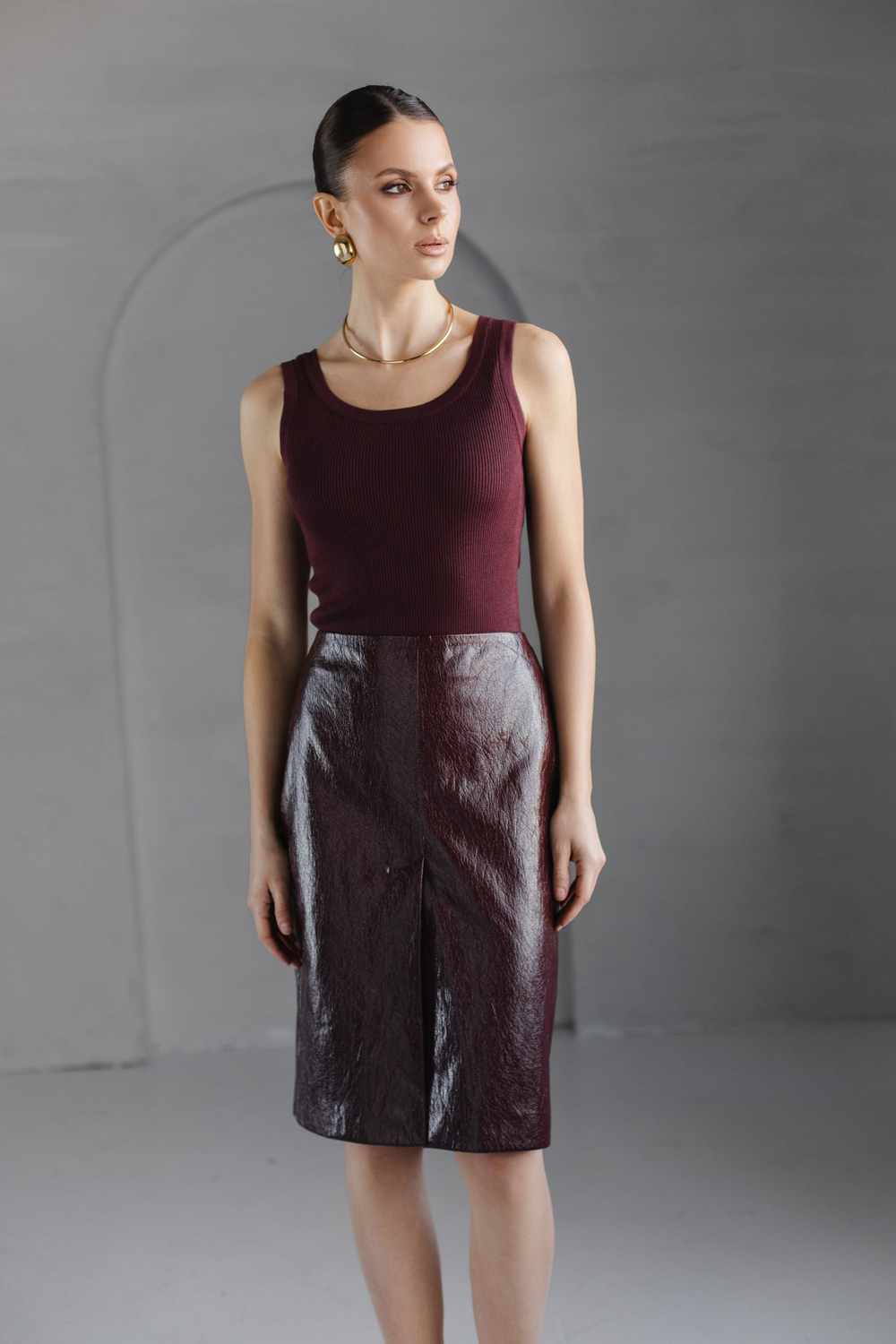 Майка из вискозы с шерстью бордовая