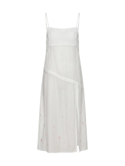 Комбине АУРА, белый с вышивкой