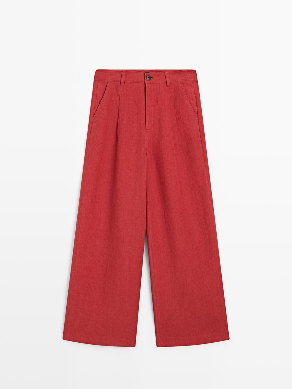 Massimo Dutti Свободные льняные брюки, красный