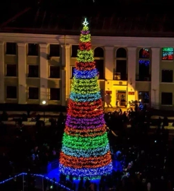 Уличная светодинамическая елка Евро-2 зеленая 6 м., каркасная, ПВХ, Green Trees (GT6EVPVCLED)