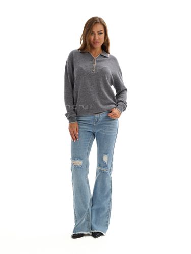 Темно-серое поло с длинным рукавом из шерсти