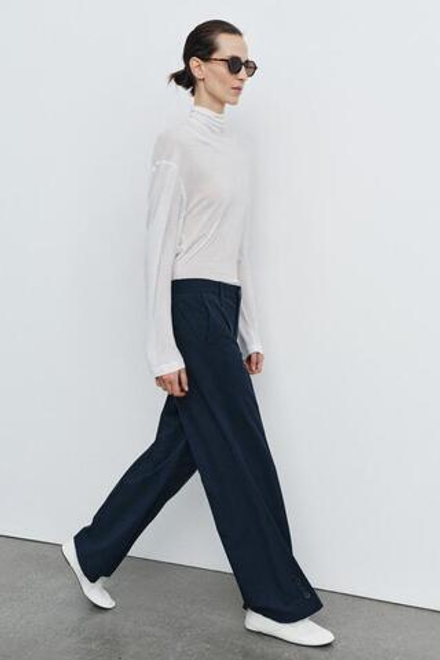 ZARA БРЮКИ В ПОЛОСКУ С ПУГОВИЦАМИ — ZW COLLECTION, МОРСКОЙ СИНИЙ