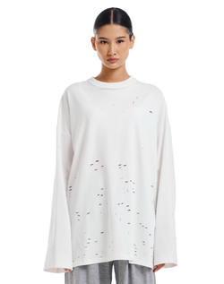 Лонгслив "No name" (Ноу нейм) свободный рваный белый