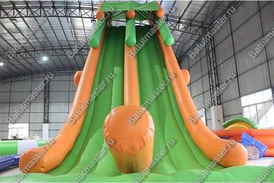Надувная прямая водная горка для вышки (опоры) «Мандариновая радость», 8*4*5 м