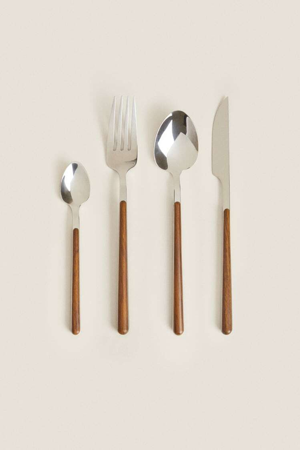 ZARA HOME НАБОР ИЗ 4 ЧАЙНЫХ ЛОЖЕК С КРУГЛОЙ РУЧКОЙ И ДЕТАЛЯМИ, ТЕМНО-КОРИЧНЕВЫЙ