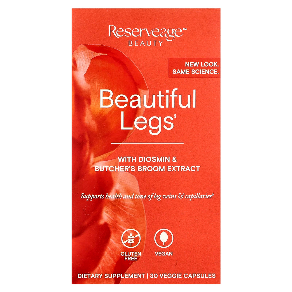 Reserveage Beauty, Beautiful Legs с диосмином и ресвератролом, 30 растительных капсул