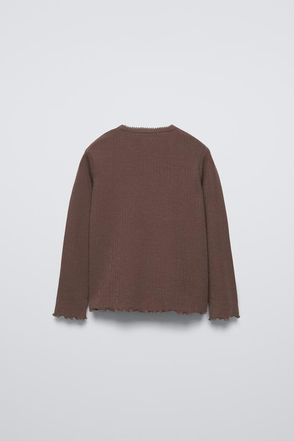 ZARA ФУТБОЛКА POINTELLE С БАНТОМ, ШОКОЛАДНЫЙ