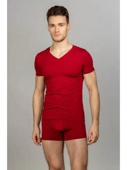 Футболка V-вырез однотонная облегающая