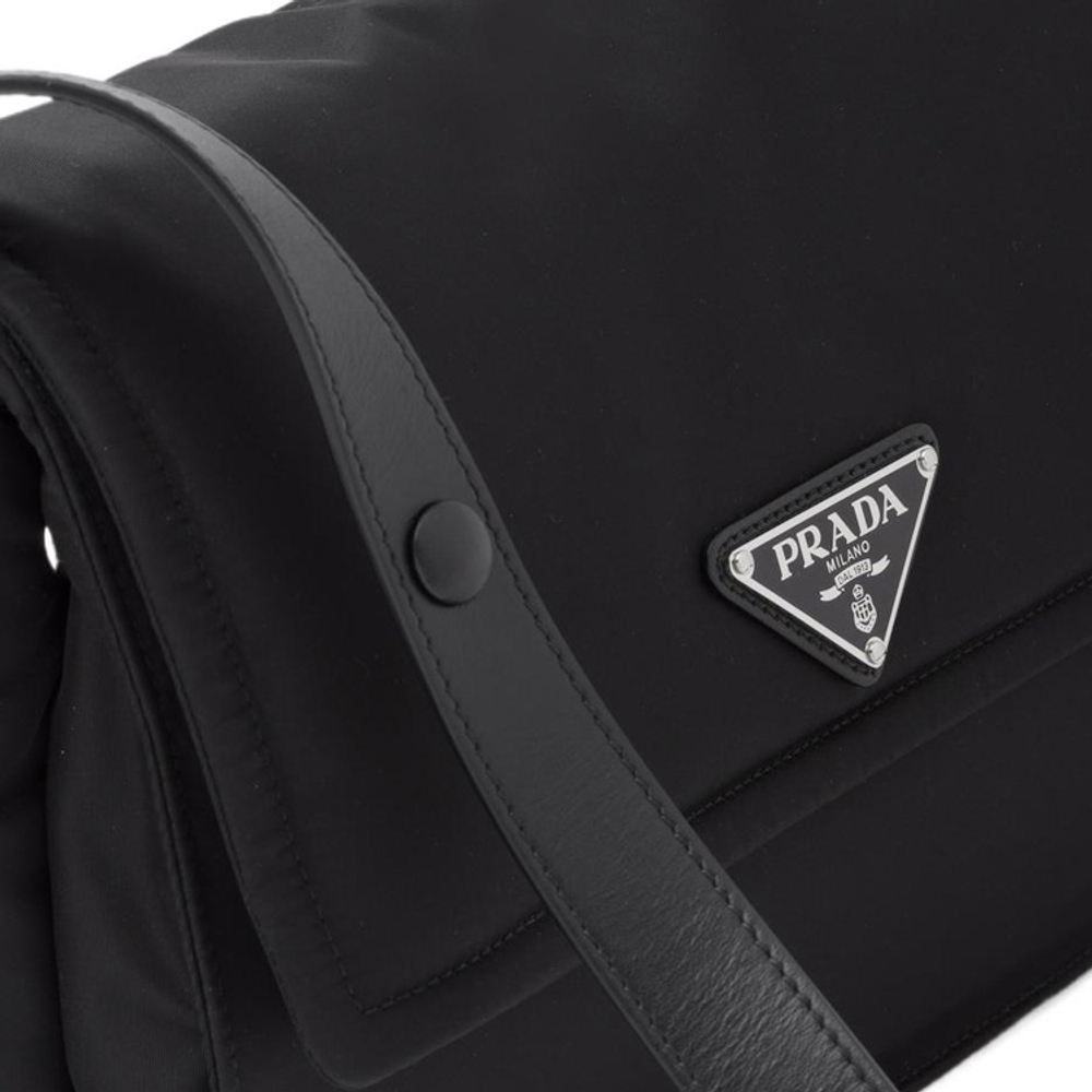 PRADA Re Nylon Re Nylon Recycled Nylon With Leather Messenger Bag, Crossbody Bag, Shoulder Bag Medium Women"s Black