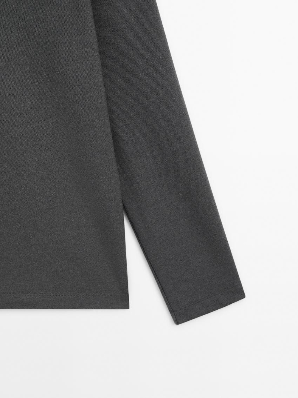 Massimo Dutti Поло с пуговицами, серый меланж