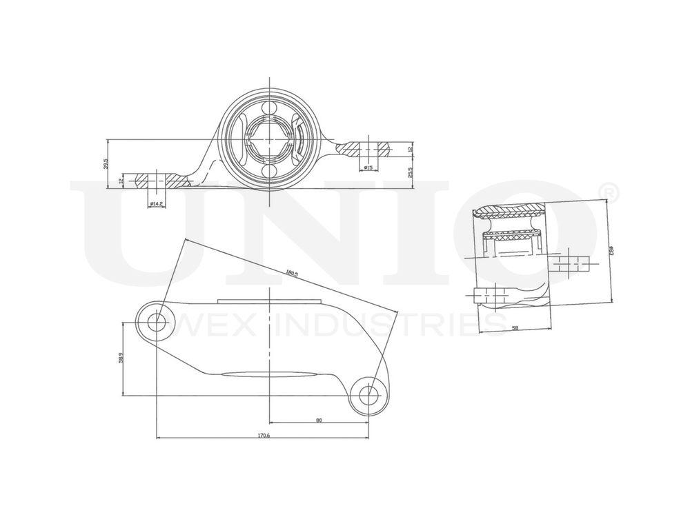 Сайлентблок задний переднего правого нижнего рычага UNIO RMP-20287