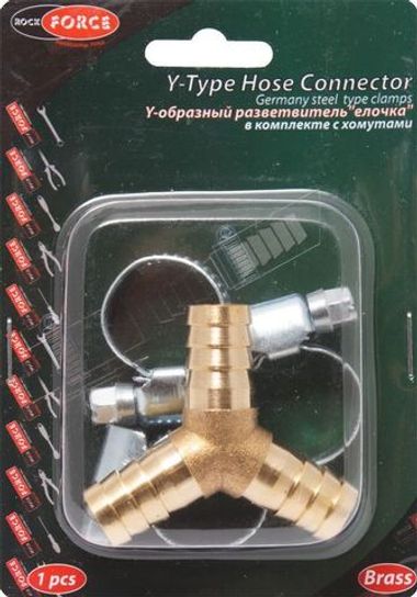 Y-образный разветвитель''елочка''8мм + хомуты для крепежа (в блистере) RockForce##Rock FORCE RF-E102-5/2