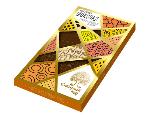 Шоколад молочный с манго и кедровым орехом / 100 г / Сибирский кедр