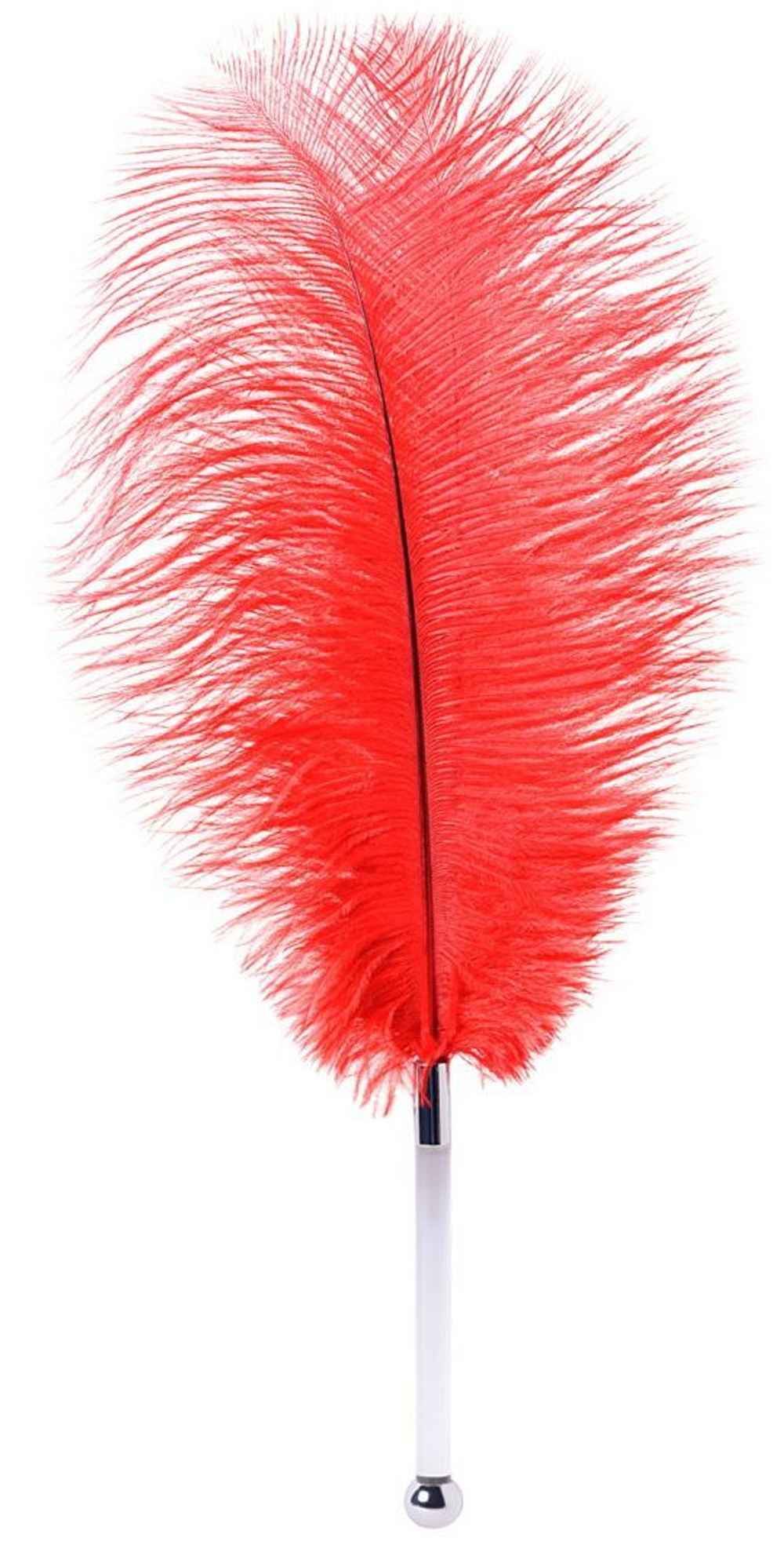 Красное страусиное пёрышко - 40 см. (Цвет: красный)