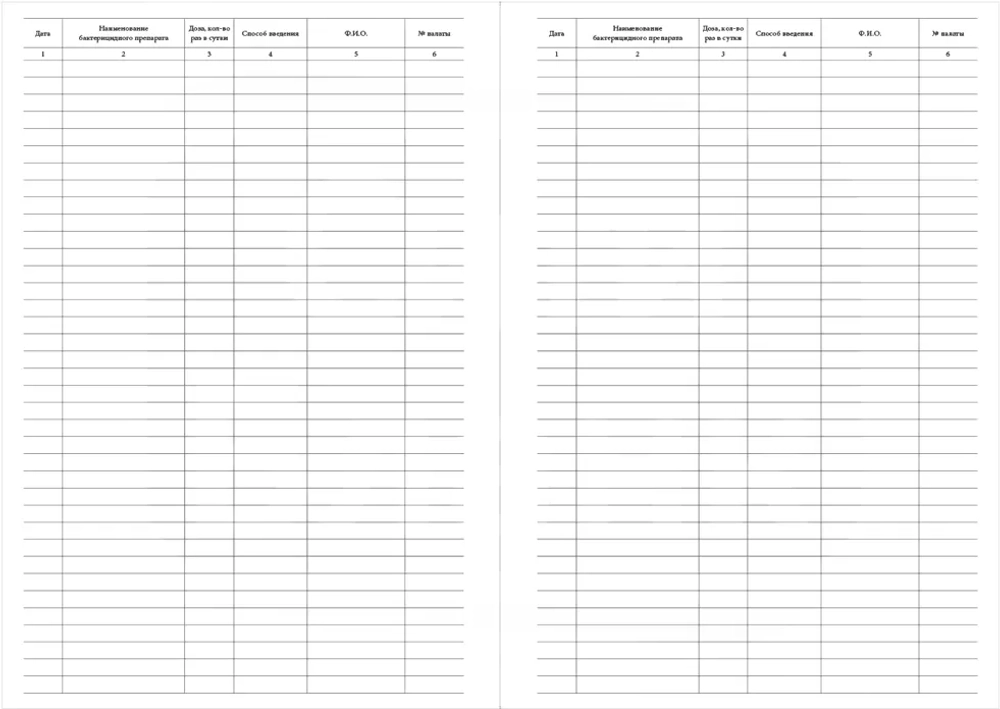 Журнал учета бактерицидных препаратов 60 страниц мягкая обложка