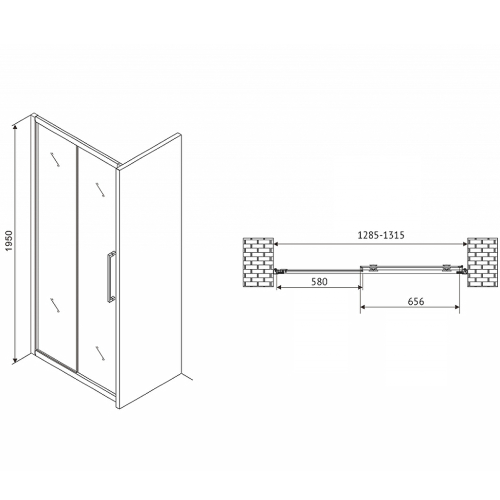 Душевая дверь Abber Schwarzer Diamant 130 AG30130MH профиль Хром стекло матовое