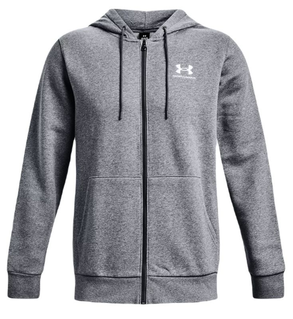 Куртка теннисная Under Armour Men's UA Essential Fleece Full-Zip Hoodie - pitch gray medium heather/white