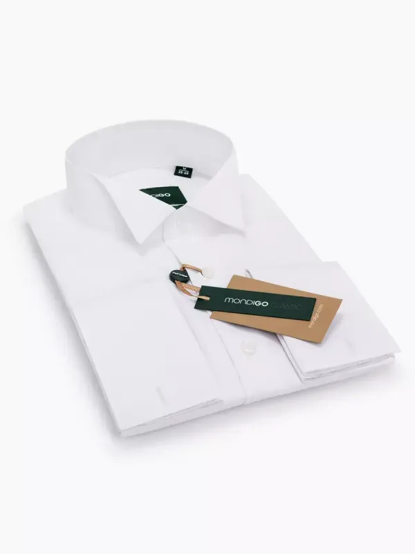 Рубашка под бабочку и запонки приталенная SLIM FIT, белая