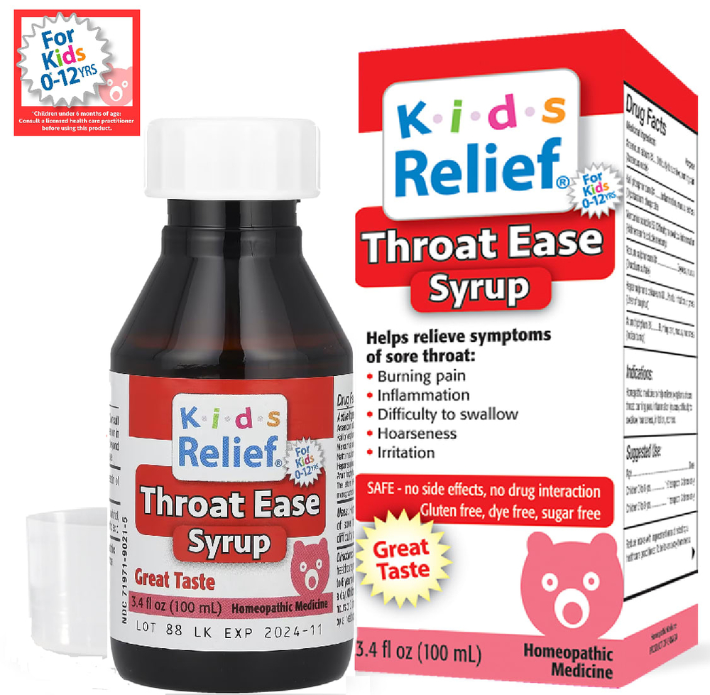 Homeolab USA, Kid's Relief®, сироп для облегчения горла, 0–12 лет, 100 мл (3,4 жидк. унц.)