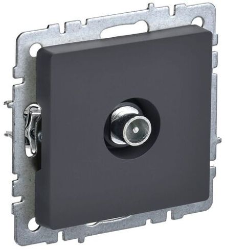 Розетка телевизионная проходная TV СП Brite РТВ10-0-БрГ механизм графит IEK BR-A10-P-K53