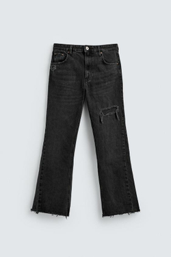 ZARA ДЖИНСЫ FLARE FIT С РАЗРЕЗАМИ, ЧЕРНЫЙ