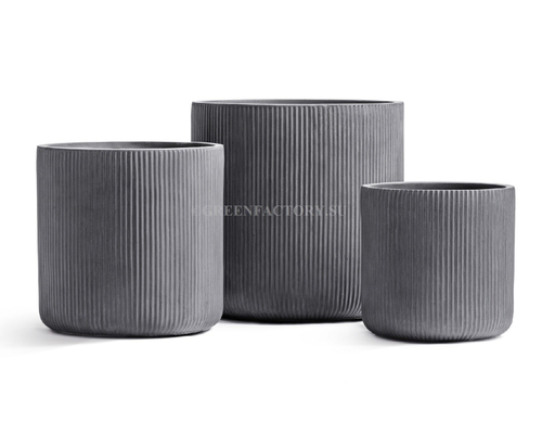 Кашпо TREEZ ERGO - серия Jet - Цилиндр - Дымчато-серый бетон