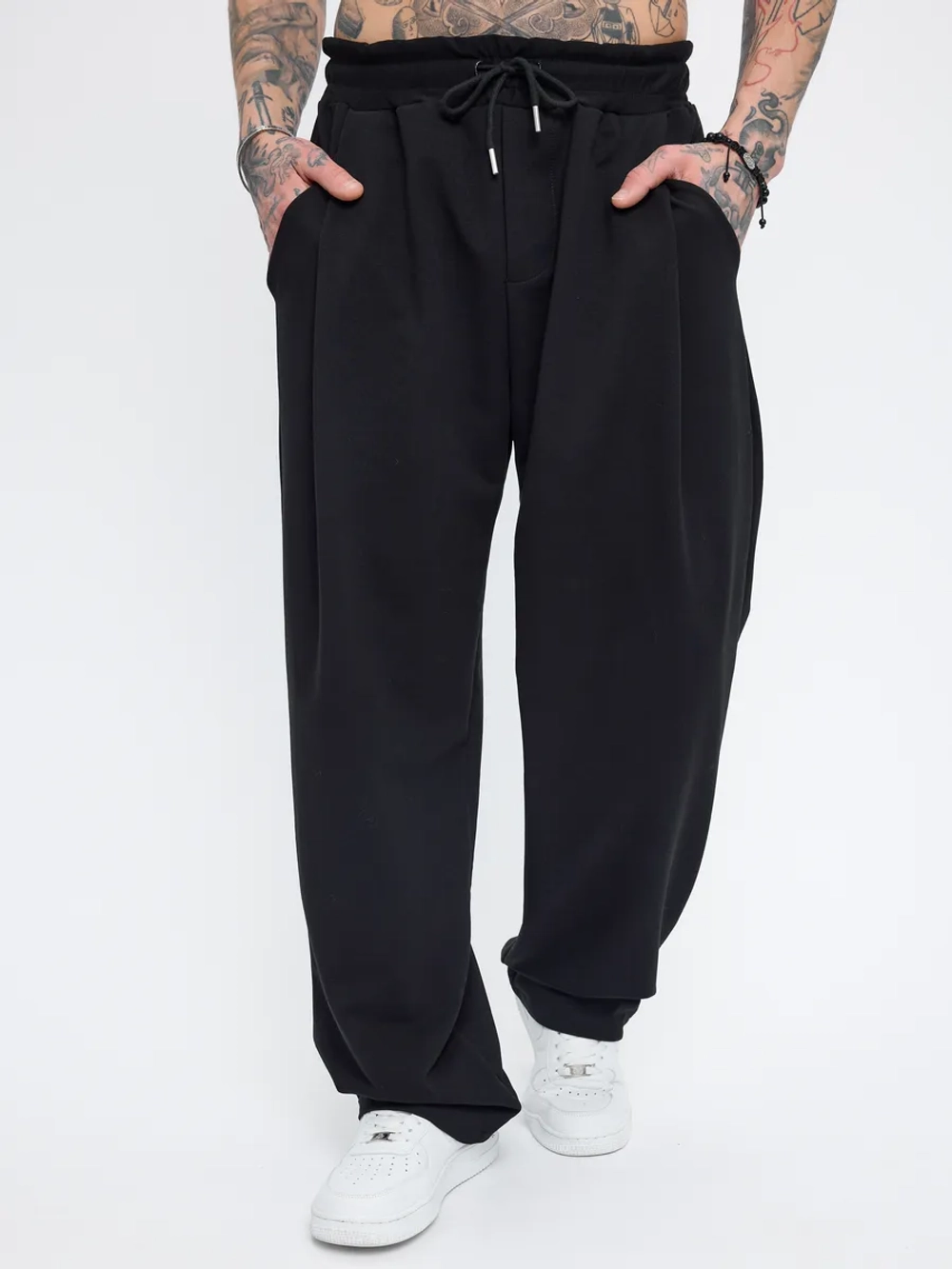 Штаны спортивные с защипами багги широкие оверсайз