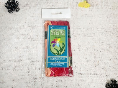 Нитки мулине набор "Цветик-семицветик" №3-Красный лепесток, 7*10м, 100% хб